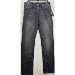 Mavi Jeans Mens 29X34 Zach Dark Grey Distressed Straight Leg 5 Pockets Denim NEW